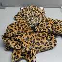 Leopard Costume for Kids, Flannel Cheetah Onesie with Hood & Claw Gloves, Face Stickers, Cat Costume for Girls & Boys (M(5-6y))