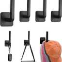 4 PCS Hat Hooks for Wall Hat Rack for Wall Self Adhesive Multi-Purpose Hat Organizer L Shaped Hooks for Home Decor Black