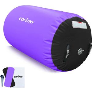 VOFiTNY Gymnastics Tumbling Equipment Air Barrel Inflatable Octagon Tumbler Roller Back-bend Trainer Cheerleading Without Pump (3.3'L x 2'D, Black/Purple No Pump)