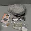 White Old Lady Costume Wig for Women with Glasses Chain Necklace - Short Curly Grandma Wigs for Older Women Granny Outfit - Perfect for 100th Day of School Costume & Parties (Silver White) (Adult Size)