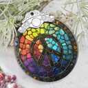 Christmas Decorations Ornaments, Stained Glass Ornament, Christmas Tree Ornaments, 2025 Gift Ornament, Xmas Gift for Friend Family Coworker - Peace Sign