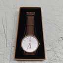 L LAVAREDO Watch for Men, Extremely Thin Mens Watches Minimalist Analog Men's Leather Wrist Watches with Time/Date, Birthday Gift for Men Boyfriend (05-BrownWhite)