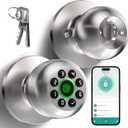 Smart Fingerprint Door Knob with Keypad, Keyless Entry Door Lock with Auto Lock, Door Lock for Bedroom, Home