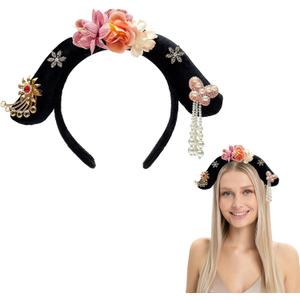 Chinese Style Ancient Traditional Hanfu Headband Chinese Qing Dynasty Royal Court Queen Princess Imperial Concubine Hair Hoop for Women Cosplay Costume Hair Accessories
