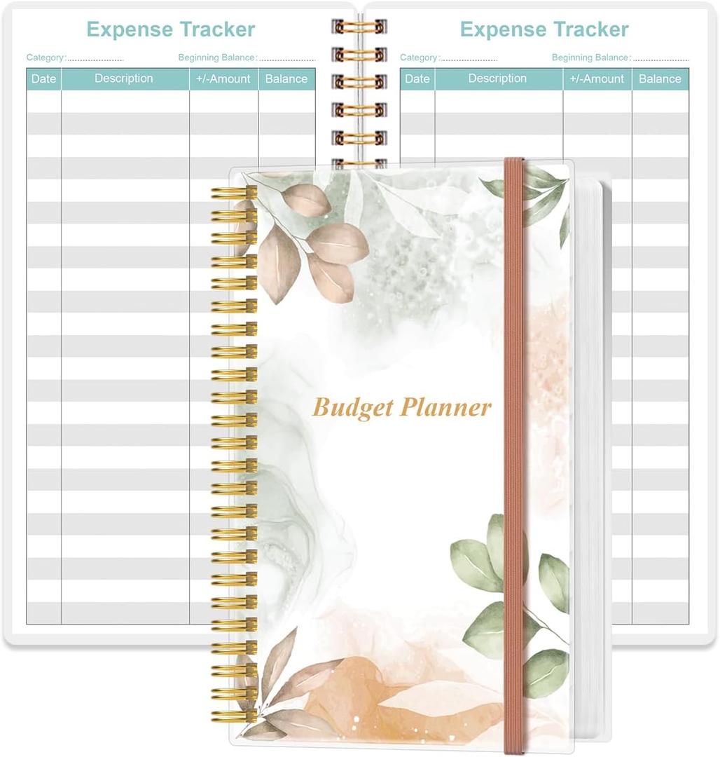 Budget Planner - A6 Expense Budget Tracker, Budget Book for Ledger Book, Money Organizer for Wallet, 3.75" x 6.75", Rose Leaf