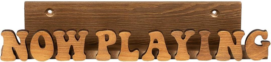 Now Playing Vinyl Record Stand - Display Wall Mount Solid Wood Album Shelf Bracket Hanging Storage LP Holder Retro Gift for Music Lovers Player Accessory