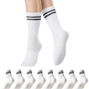 CoolMate Pilates Socks with Grips for Women, Yoga Socks, Crew Non Slip Women for Barre, Pilates Gifts for Women (White)