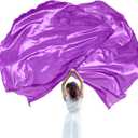 Jetec 2 Set 55" Praise Dance Worship Flags with Scalable Rod Semicircle Worship Angel Wing Flag for Dance Church (Purple)