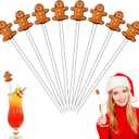 Pickmesh 8 Pcs Christmas Drink Stirrers Glass Gingerbread Man Cocktail Stirrers Reusable Stir Swizzle Sticks Hot Cocoa Bar Supplies Chocolate Decoration for Home Office Bar Restaurant
