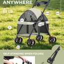 GTPLAYER Foldable Pet Stroller for Small Dogs and Cats, Holds Up to 33 lb, 4 Wheel, Full Mesh Ultra Breathable, Safety Tethers, Cup Holder & Poop Bags Included, Soft Green