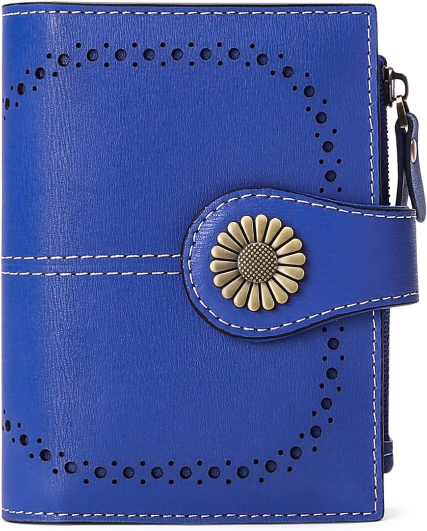 SENDEFN Small Womens Wallet Leather Bifold Card Holder RFID Blocking with Zipper Coin Pocket