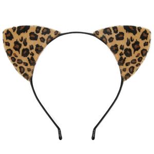 Huachi Leopard Ears Halloween Cat Ear Headband for Women, Cute Cheetah Print Ears Party Halloween Women Costume Accessories (1 Count (Pack of 1))