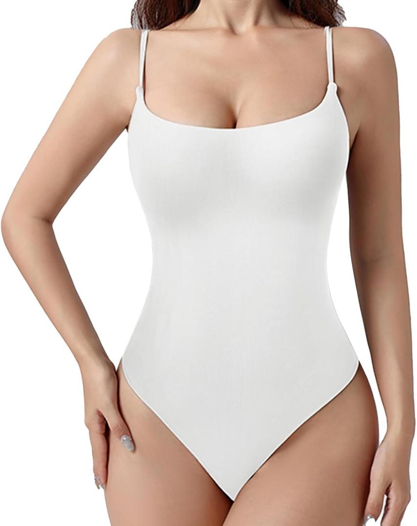 Square Neck Thong Bodysuits for Women for Daily Wear, Tank Top Body Suits for Womens (Medium)