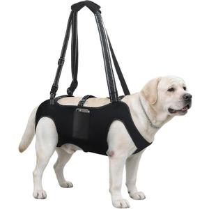 Dog Lift Harness with Pocket Full Body Dog Harness with Adjustable Handle Dog Carrying Sling Pet Legs Support Sling for Senior Dogs Joint Injuries Post Surgery Recovery Hiking,Black,XL