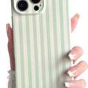 Lovmooful Compatible for iPhone 16 Pro Max Case Cute Color Striped with Aesthetics Design for Girls Women Soft TPU Shockproof More Protective Girly for iPhone 16 Pro Max Case-Green