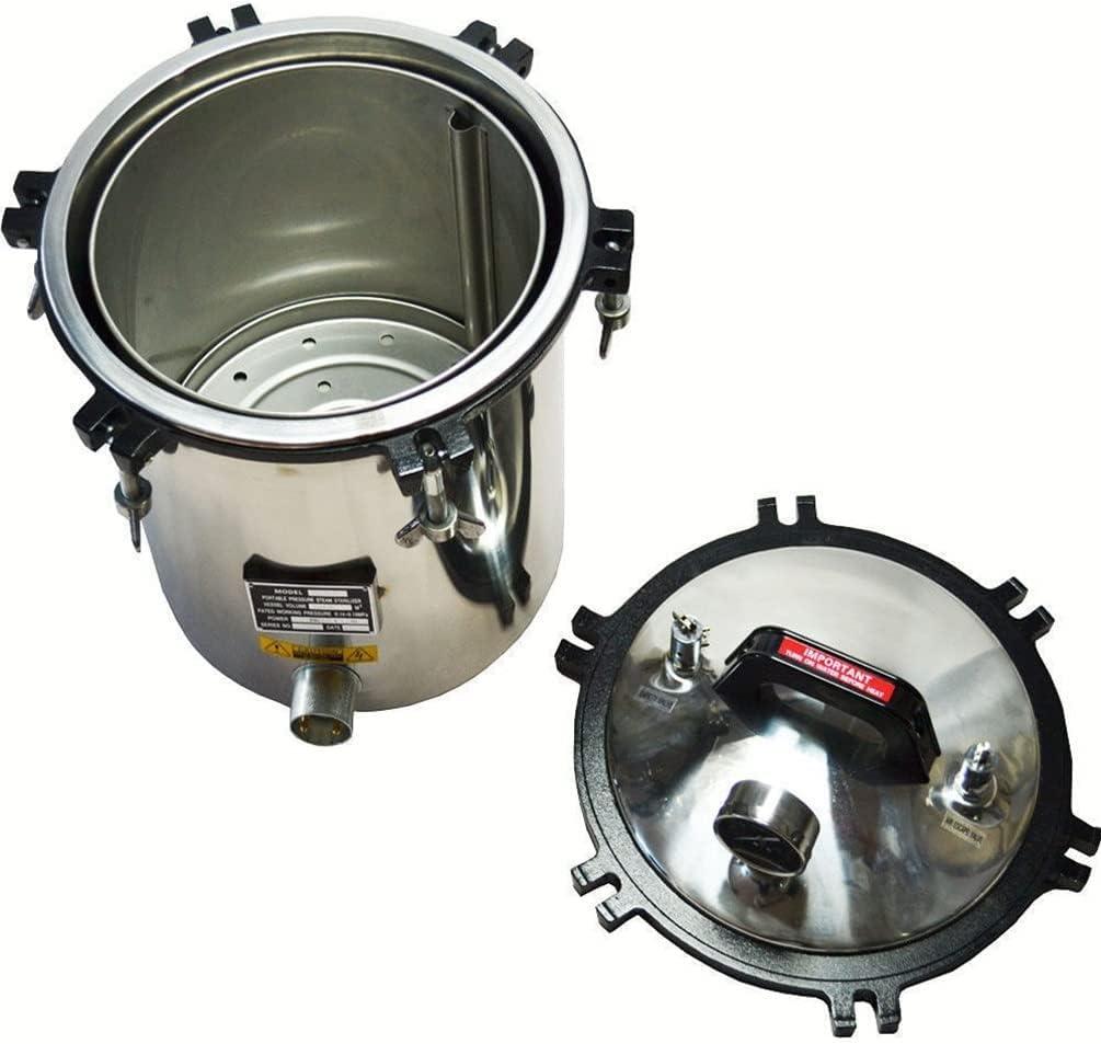 Electric Heated 4.7 Gallon(18L) Autoclave Steam Sterilizer Stainless Steel Shell Pressure Canner