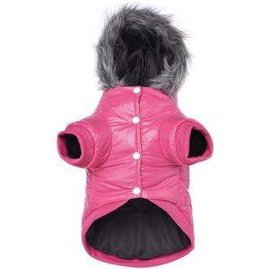 LESYPET Dog Coat for Small Dogs, Windproof Doggie Puffer Jacket with Leash Hole, Extra Warm Dog Jacket Winter Coat, Pink M