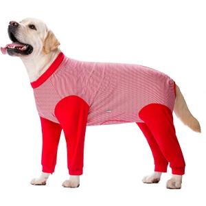 Yeapeeto Dog Onesie Surgery Recovery Suit for Large Medium Bodysuit Dogs Pajamas PJS Full Body for Shedding, Prevent Licking, Wound Protection, Cone Alternative (2XL, Red)