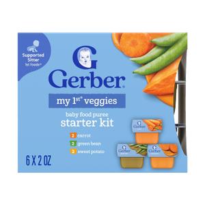 Gerber Stage 1 Baby Food, Veggie Variety Pack Puree Tubs, Baby Puree, 2PK (EXP 04/30/27)