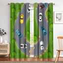 Car Racing Curtains Extreme Sports Drift Over Curves Kids Boys Motorsports Themed Blackout Curtain Green Jungle Race Track Window Treatments for Bedroom Living Room 2 Panels 42x84 inch