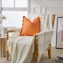 Halloween Throw Pillow Covers Set of 2 for Living Room, Scalloped Design Decorative Home. Fabric Feels a Little Stiff, Because Scalloped Edges Require(Pumpkin Color, 24x24 Inch)