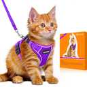 Halypet Cat Harness and Leash Set [MAX Safety 4th-Gen Upgrade] Escape Proof Adjustable Cat Leash Comfortable Soft Vest Easy to Wear Kitten Harness with Reflective Strip for Cats Walking, XS Purple