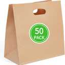 PAICUIKE 50 Pcs 11x6x11 Die Cut Tote Brown Paper Bags with Handle Bulk, Kraft Paper Grocery/Takeout Bags for Restaurant, Bakery, Retail