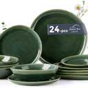 AmorArc Ceramic Dinnerware Sets,Handmade Reactive Glaze Stoneware Plates and Bowls Sets,Highly Scratch Resistant | Dishwasher & Microwave Safe Dishes Set,Service for 8 (24pc)