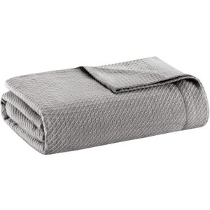 Madison Park Egyptian Cotton Luxury Blanket Grey 108x90 King Size Knit Premium Soft Cozy 100% Cerified Egyptian Cotton For Bed, Couch or Sofa