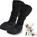 2 Pack Recovery Protective Paw Boots with Non-Slip Sole, Anti-Licking Dog Boots, Black Polyester Post-Surgery Pet Footwear with Adjustable Velcro Straps (XL)