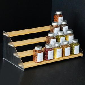 nianfeng Tiered Spice Rack, 4-Tier Spice Pantry Kitchen Cabinet Organizer, 16-Inch, Natural Wood Acrylic Stair Riser Stand, Countertop Seasoning Shelf nianfeng Tiered Spice Rack, 4-Tier Spice Pantry Kitchen Cabinet Organizer, 16-Inch, Natural Wood Acrylic Stair Riser Stand, Countertop Seasoning Shelf