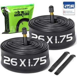 2 Pack  26" x1.75 Bicycle Tube with 2 Tire Levers, with 32mm AV Schrader Valve, Reliable Inner Tube for Kids/Road/MTB Bike (2 of One Size)