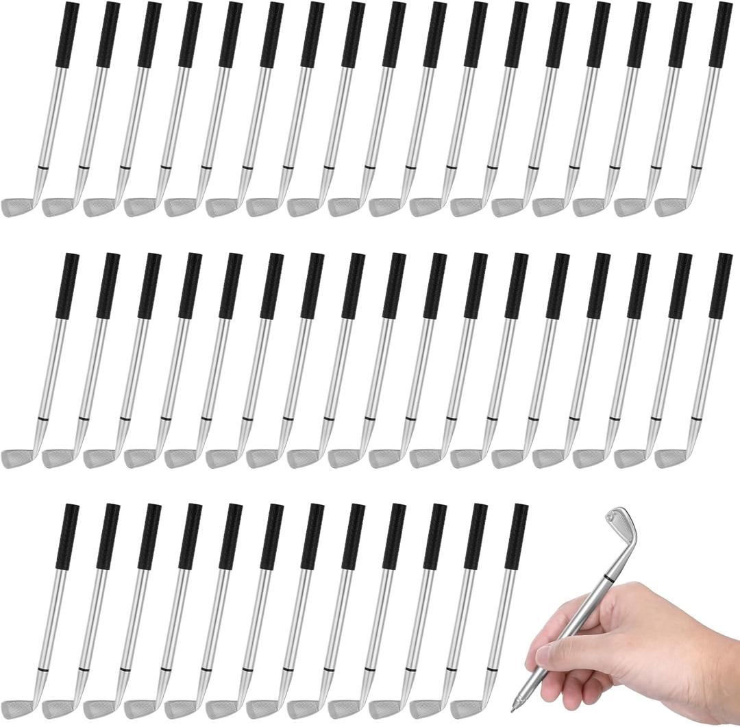 Ptwola 50PCS Golf Ballpoint Pen, Black Gel Ink Medium Point Pens (1.0mm) Mini Golfing Club Props Decorative Ergonomic Funny Sports for Office Coworkers Boss Dad Souvenirs