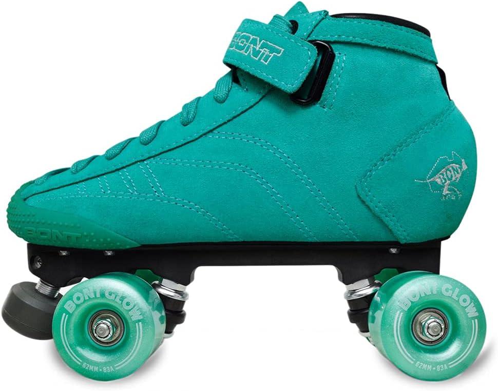Bont Skates - Prostar Soft Teal Suede Professional Roller Skates with Glow Light Up Led Wheels - Indoor and Outdoor - Roller Skates