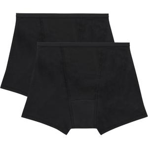 Hanes Women's Comfort, Period. Underwear Boxer Brief, Super Leaks Post-Partum, Period & Nighttime Protection, 2-Pack, S