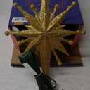 2025 Upgraded Christmas Tree Topper Projector Light with Rotating Bright LED & Wide Coverage, Universal Fit for Any Height Tree, Easy Install, Stable Base, Holiday & Party Decorations (Starlight Gold)