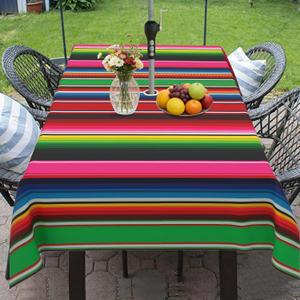 Outdoor Tablecloth with Umbrella Hole and Zipper, Blue Purple Stripe Table Cloth Rectangle 60×84 Inch Waterproof Fade Resistant Patio Table Cover for Spring Summer Garden Picnic Dinner