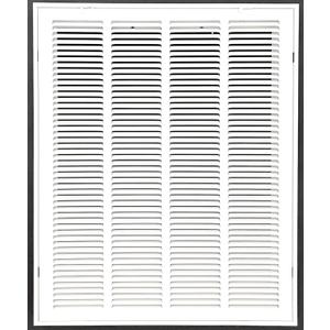 20" W x25 H Stamped face Steel Filter Return Grille White Powder Coating with Frame Overall Outside Dimension 22.6"x27.6" (Fits 20" x 25" Duct Opening)
