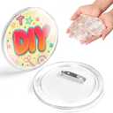 24 Pack 2.36 Inch Clear Button Pins  Photo Button DIY Custom Acrylic Blank Badge Pins for Crafts