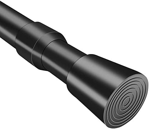 QILERR Small Tension Rods 16 to 28 Inches, Adjustable Short Extension Curtain Rod, Heavy Duty Spring Loaded Mini tension rods for Windows, Curtain, Closet, Clothes, Diameter 1inch, Black