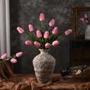 Yastouay 12-Pack Pink Tulips Artificial Flowers, Real Touch Latex Faux Tulips with Large Full Buds, Lifelike Vibrant Fake Tulips Bouquet for Spring Wedding Home Dcor, Table & Party Centerpiece