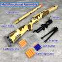 AGM MASTECH M24 Foam Blaster, Shell Ejecting, Safety Switch, Adjustable Stock 41.8 Inch, Fast Dart Loader, Scope, 40 Darts, 20 Casings, 2 Mags, Tactical Gear for Teens 14+ Adults(Yellow), Medium