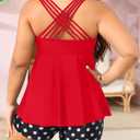 Aqua Eve Plus Size Swimsuits with Shorts Two Piece Tankini for Women Flowy Bathing Suits Athletic Swimwear (Red, XXL)