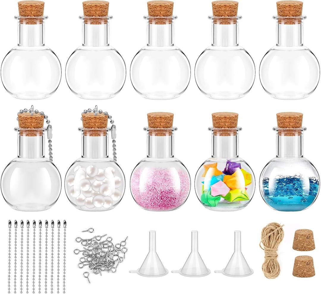 10 Packs Mini Plastic Bottles with Corks Clear Small Plastic Bottles for Birthday Baby Shower Wedding DIY Crafts Party Christmas Halloween Decoration Present
