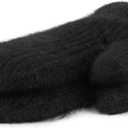 Women's Warm-Lining Winter-Gloves - Cozy Wool Knit Thick-Cold-Weather-Gloves-Mittens for Men Women (Black)