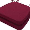 AAAAAcessories D-Shaped Chair Cushions, 2" Thick Dining Chair Pads with Ties and Removable, Machine-Washable Cover, 17" x 16", Set of 2, Wine Red