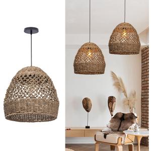 Arturesthome Woven Pendant Light, Modern Boho Hanging Lamp with Handwoven Rattan Shade, Farmhouse Coastal Pendant Light Fixtures for Kitchen Island, Dining Room, Bar, Foyer Hallway D 13.7in Arturesthome Woven Pendant Light, Modern Boho Hanging Lamp with Handwoven Rattan Shade, Farmhouse Coastal Pendant Light Fixtures for Kitchen Island, Dining Room, Bar, Foyer Hallway D 13.7in