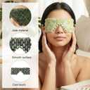4 Pcs Jade Eye Mask and Hair Comb Set Scalp Massage Tool Cooling Mask Green Jade Stone Facial Massage Tool For Relax, Puffiness Supplies Esthetician Essentials At-Home Spa & Facial Care Gift Set