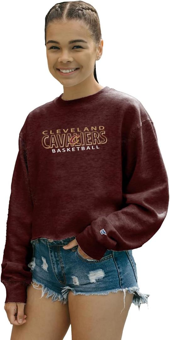 Blue 84 Women's NBA Officially Licensed Cropped Crewneck Sweatshirt Team Color (Medium)