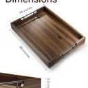 TIDITA 20"x14" Wooden Large Serving Tray, Walnut Color, Metal Handles